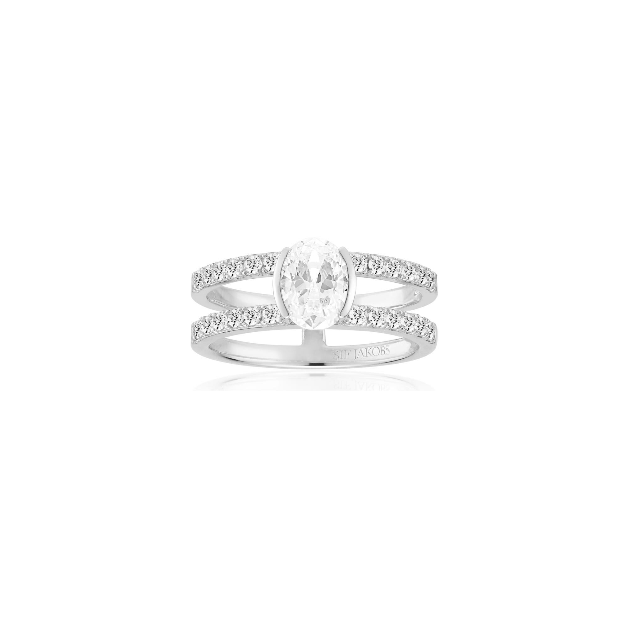 Bague Sif Jakobs Ellisse Carezza Piccolo en argent et zircons, taille 54