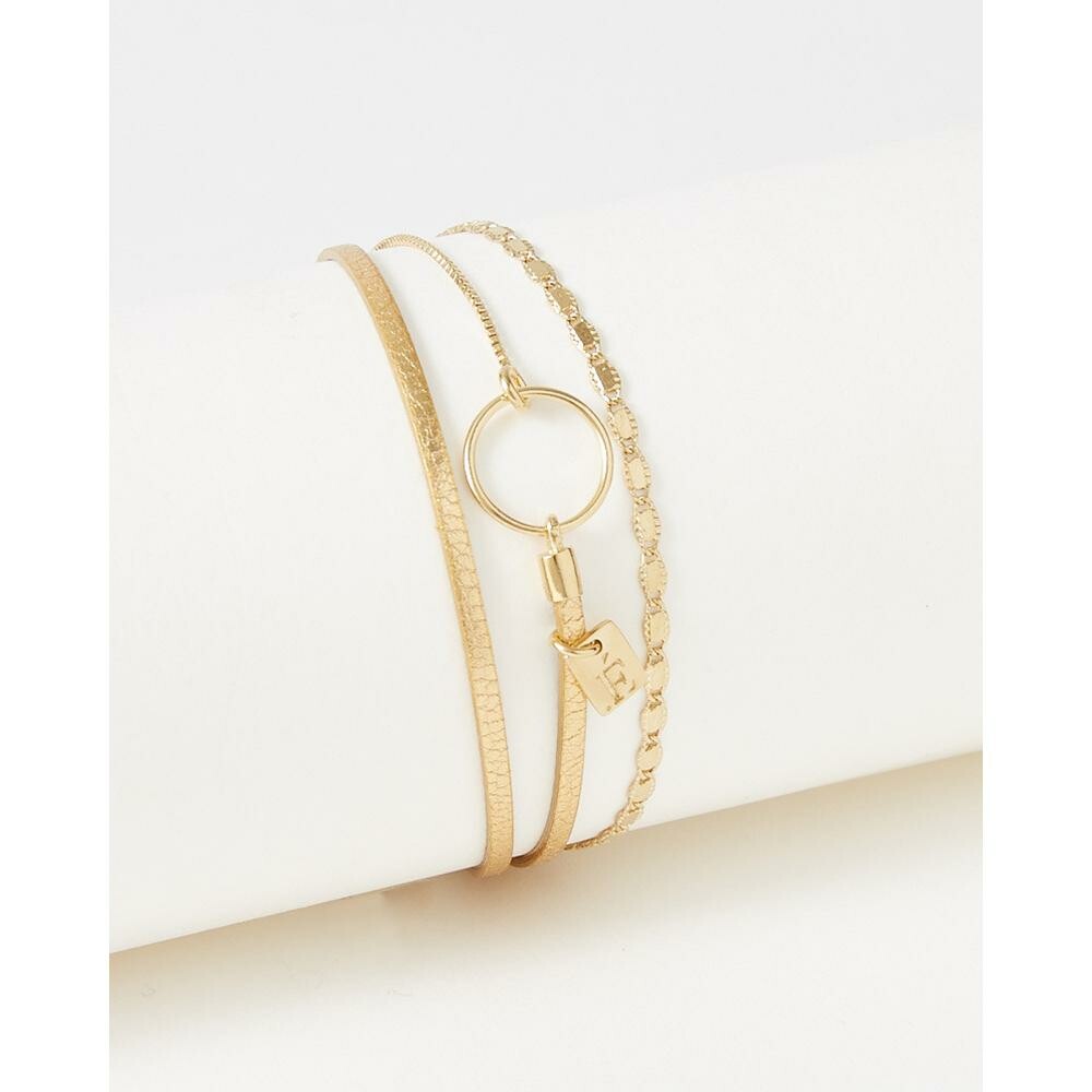 Bracelet FlowersforZoé TABATHA en acier doré et cuir, T1