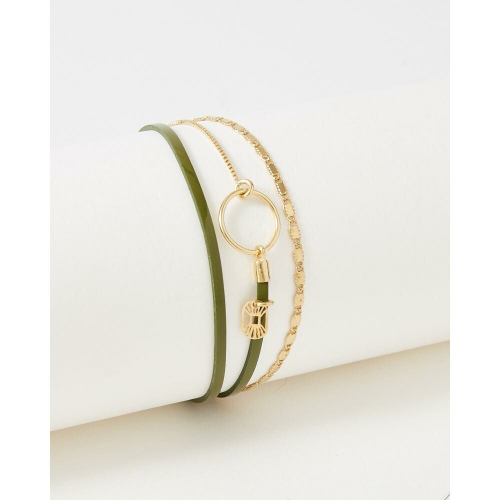 Bracelet FlowersforZoé TABATHA en acier doré et cuir, T1