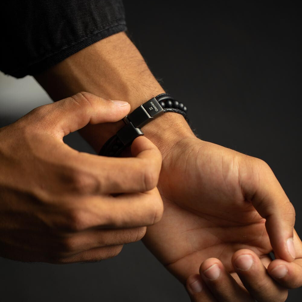 Bracelet Gemini Classics en acier et onyx vue 4