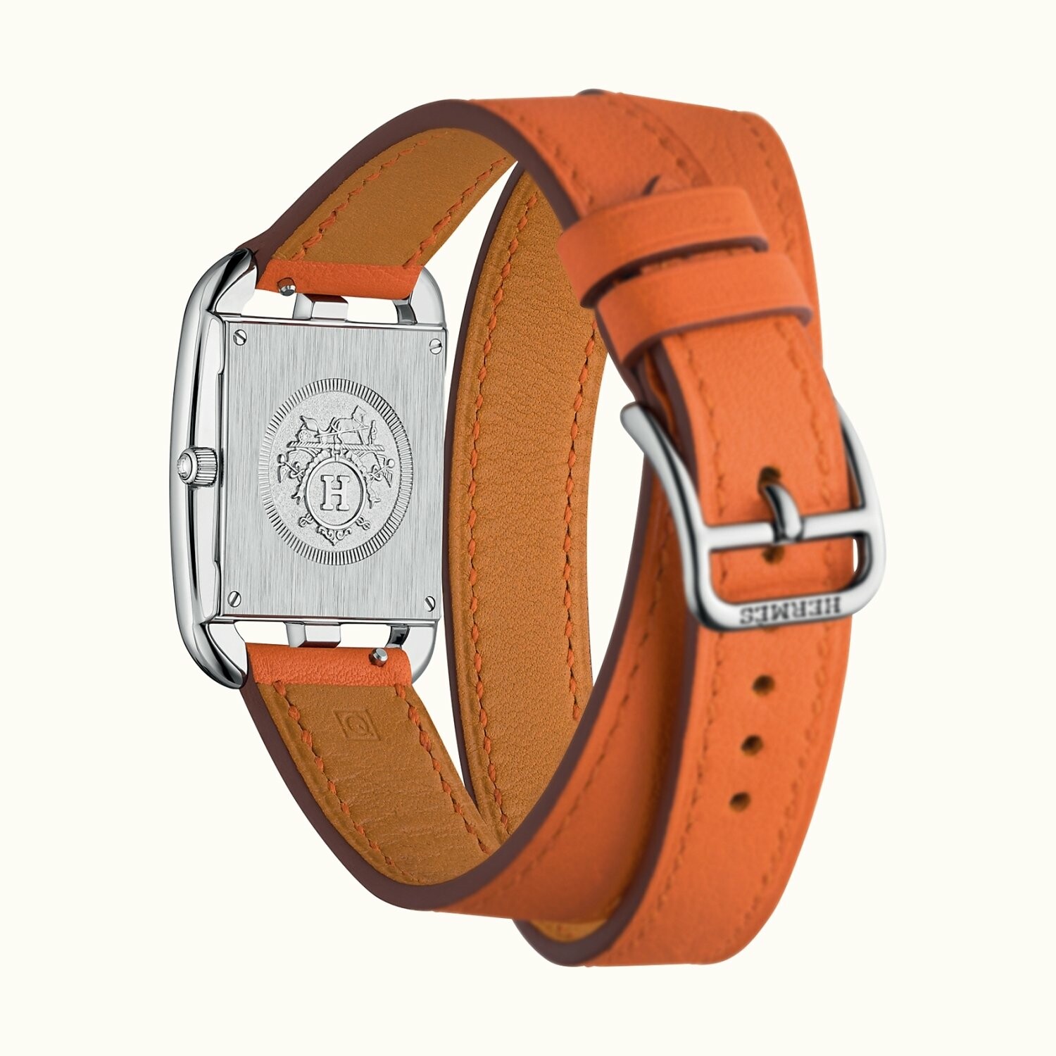 Bracelet en cuir double tour d’une montre Hermès Cape Cod