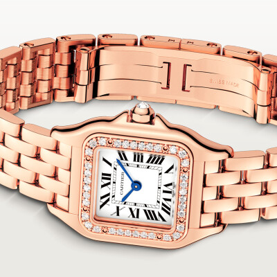 Montre Panthère De Cartier PM Petit modèle, mouvement quartz, or rose, diamants vue 3