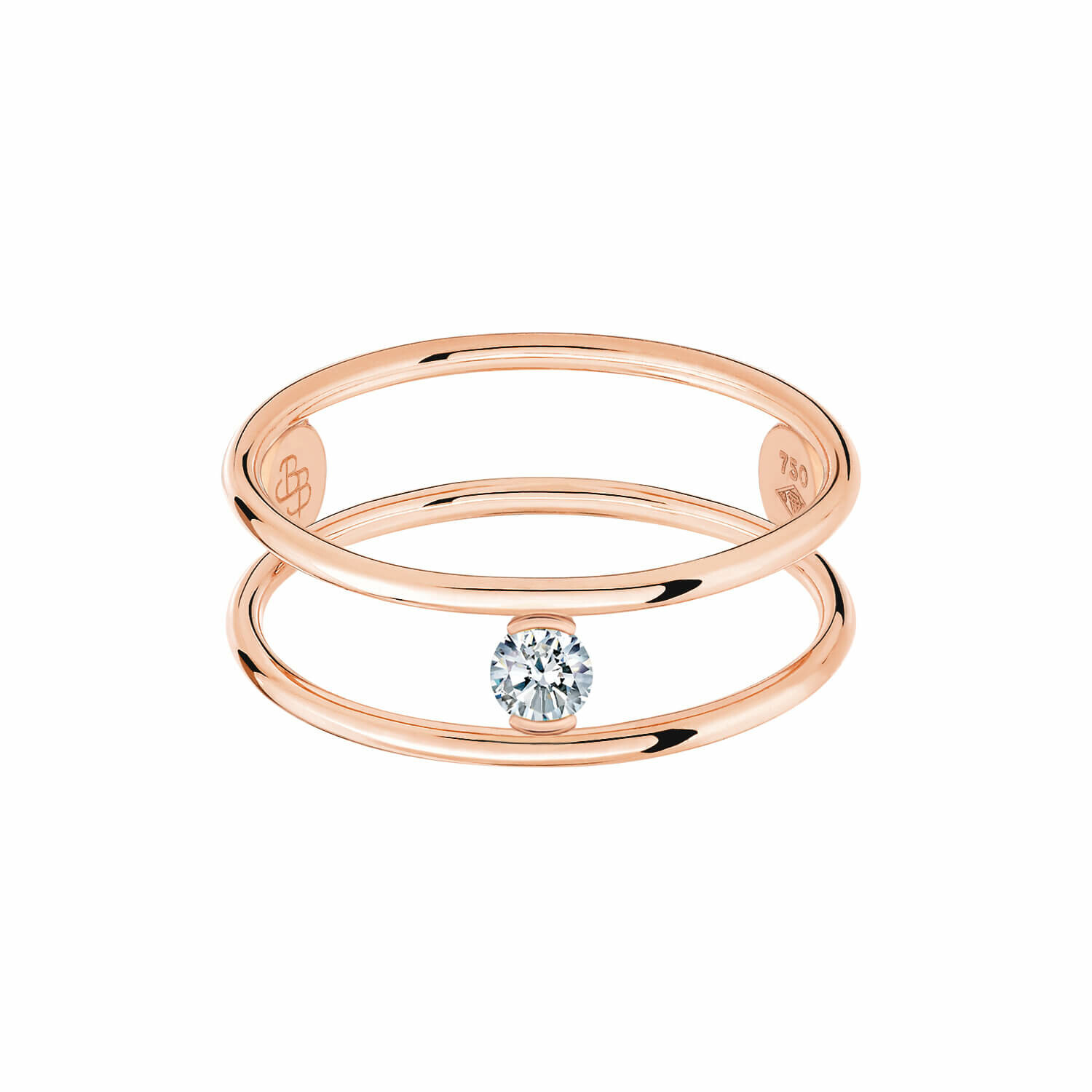 Bague La Brune & La Blonde HULA HOOP Solitaire en or rose et diamant de 0.10ct vue 2