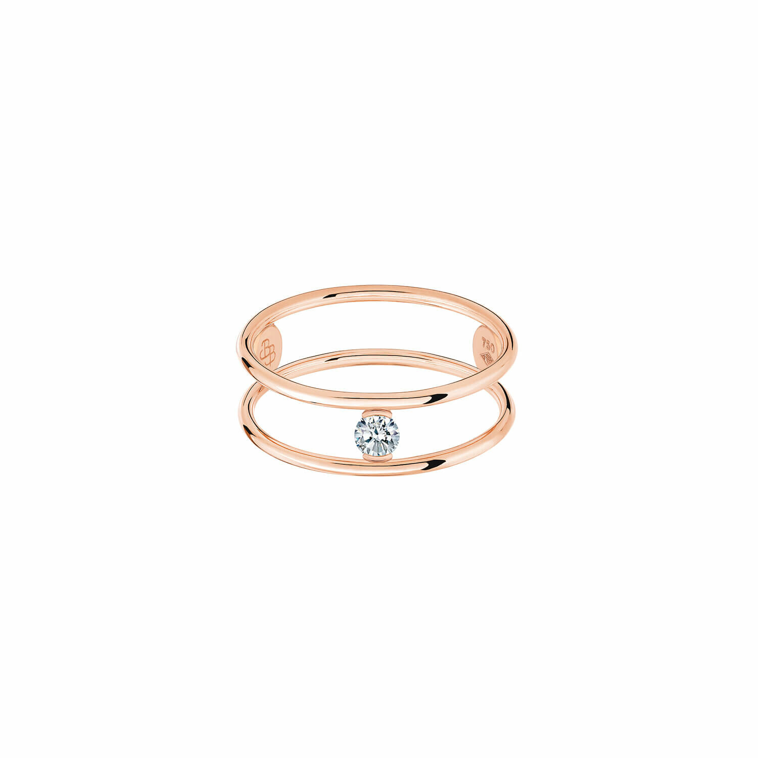 Bague La Brune & La Blonde HULA HOOP Solitaire en or rose et diamant de 0.10ct vue 1