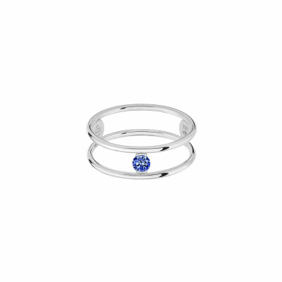 Bague La Brune & La Blonde HULA HOOP Solitaire en or blanc et saphir bleu vue 1