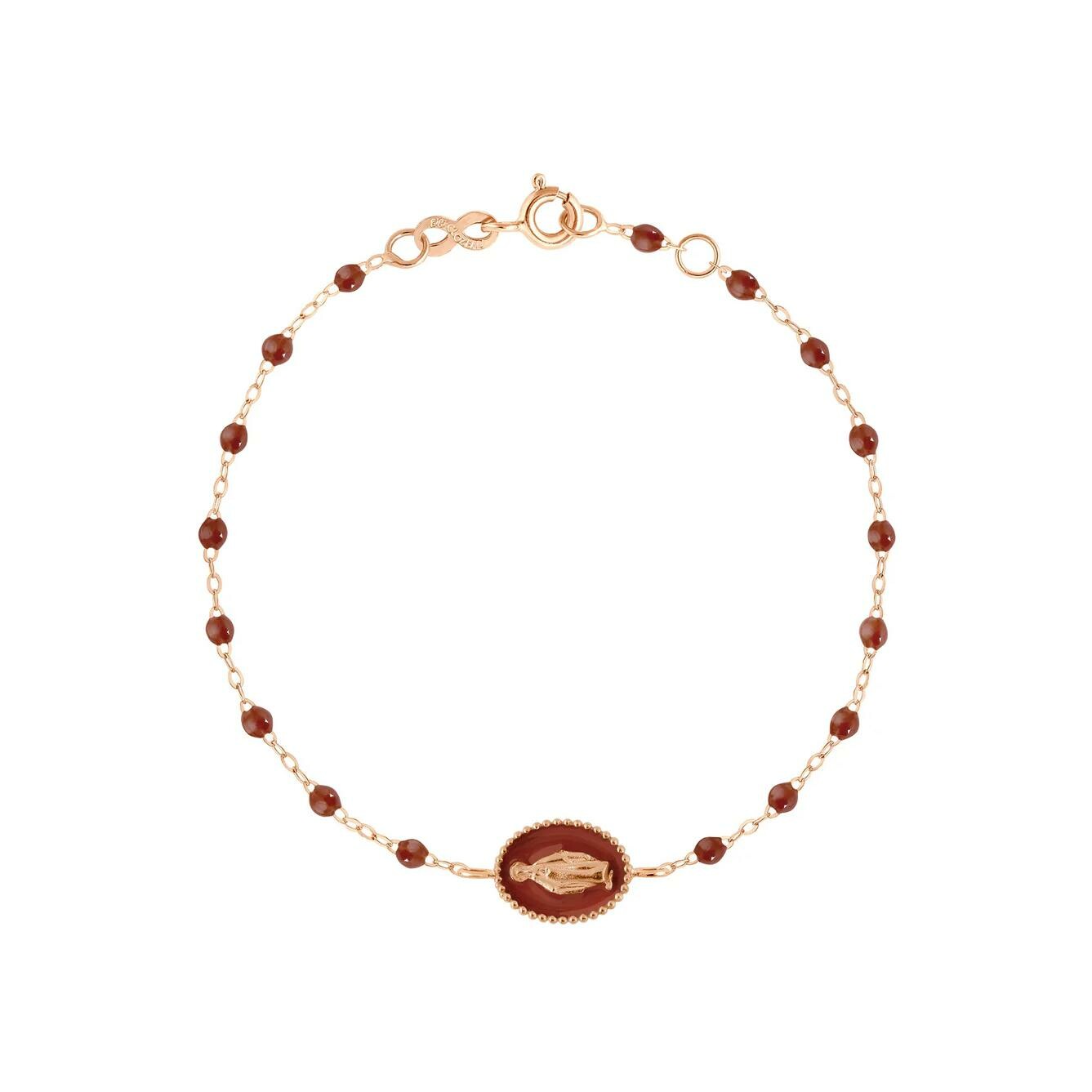 Bracelet Gigi Clozeau Madone en or rose et résine moka, 17cm