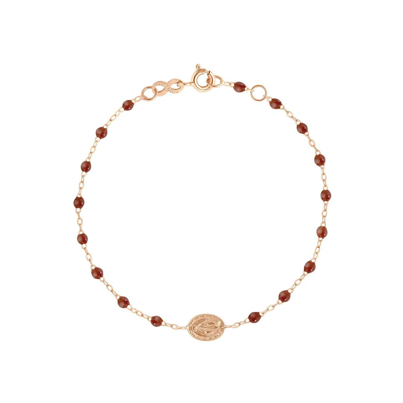 Bracelet Gigi Clozeau Madone en or rose et résine moka, 17cm
