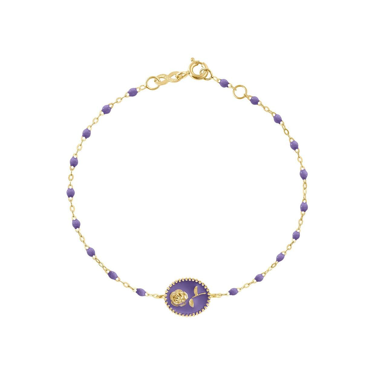 Bracelet Gigi Clozeau Rose en or jaune et résine mauve, taille 17cm
