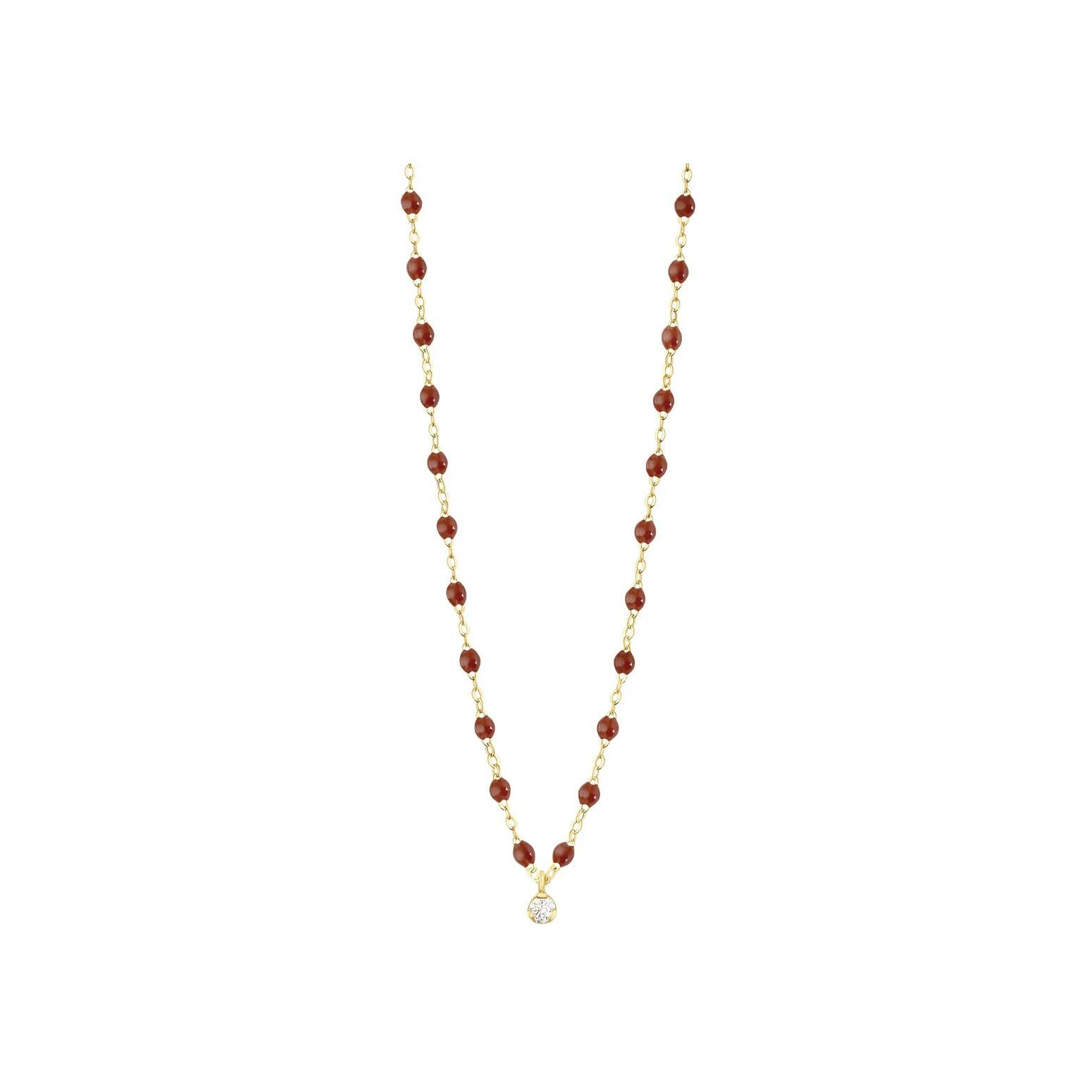 Collier Gigi Clozeau Gigi Suprême en or jaune, résine moka et diamant, 42cm