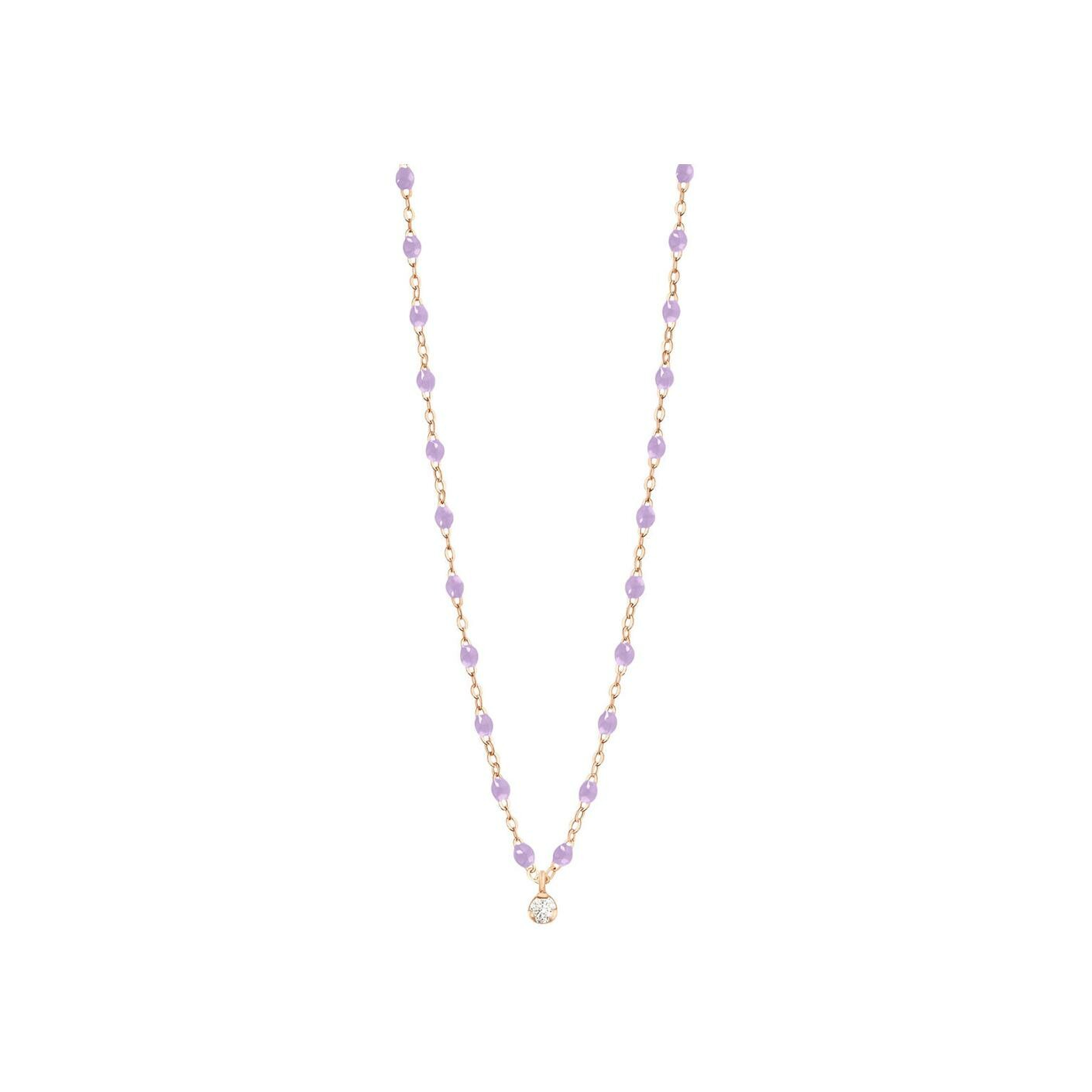Collier Gigi Clozeau Gigi Suprême en or rose, résine parme et diamants, taille 42cm
