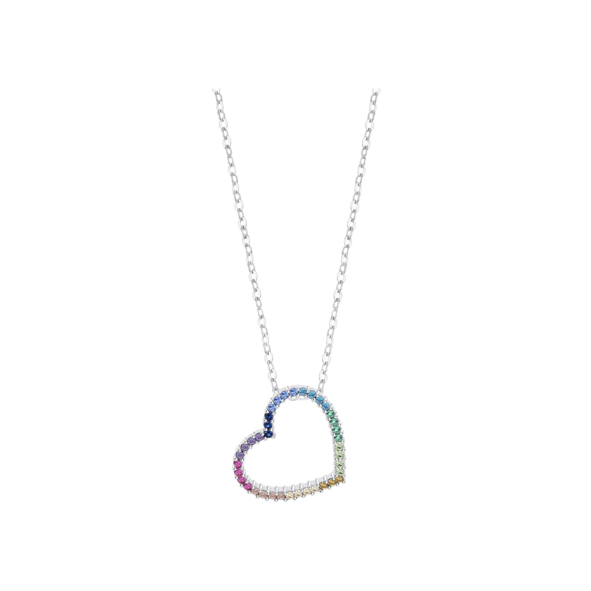 Collier Lotus Silver Rainbow Coeur en argent