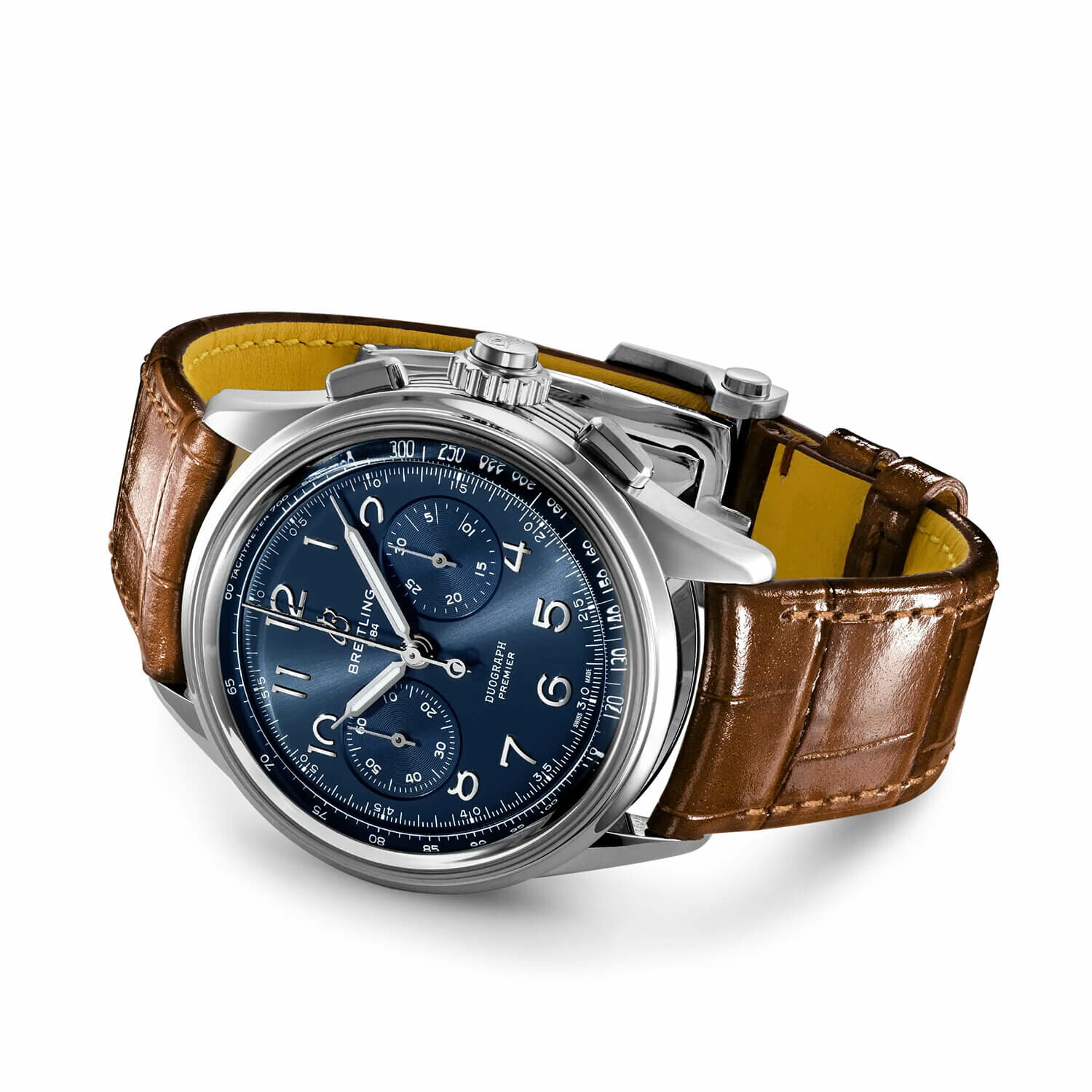 Boîtier et poussoirs raffinés de la montre Breitling Premier