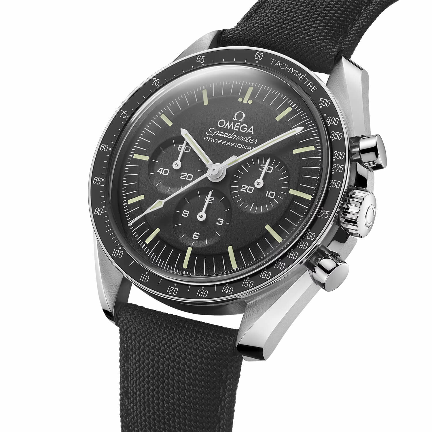 Lunette tachymétrique et boîtier d’une montre Omega Speedmaster