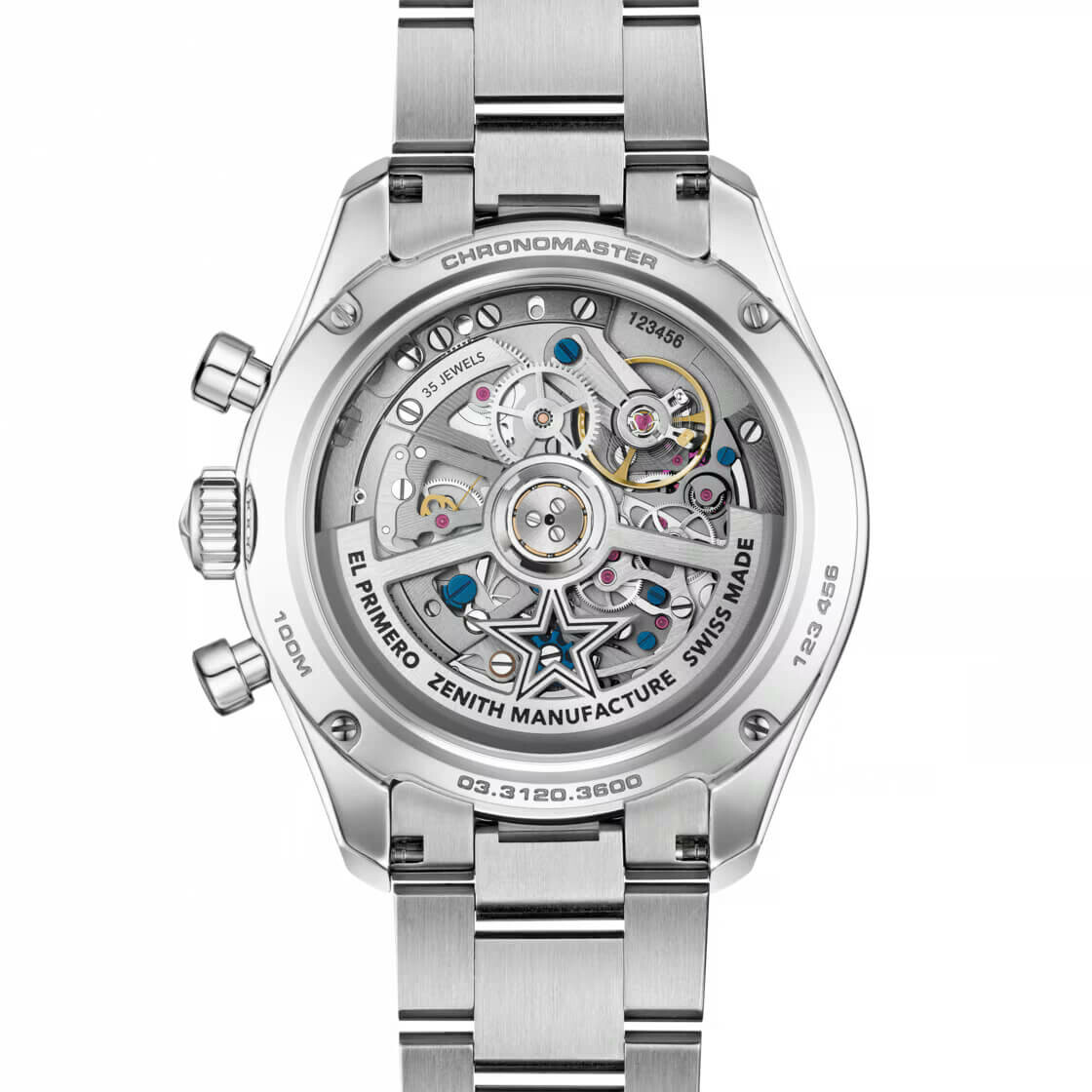 Mouvement mécanique visible d’une montre Zenith Chronomaster