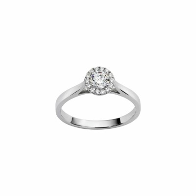 Solitaire en or blanc et diamants