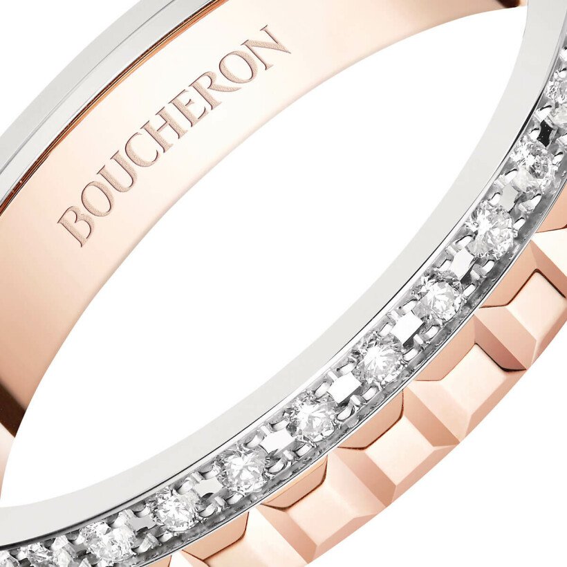 Alliance Boucheron Quatre Radiant Edition en or rose, or blanc et diamants