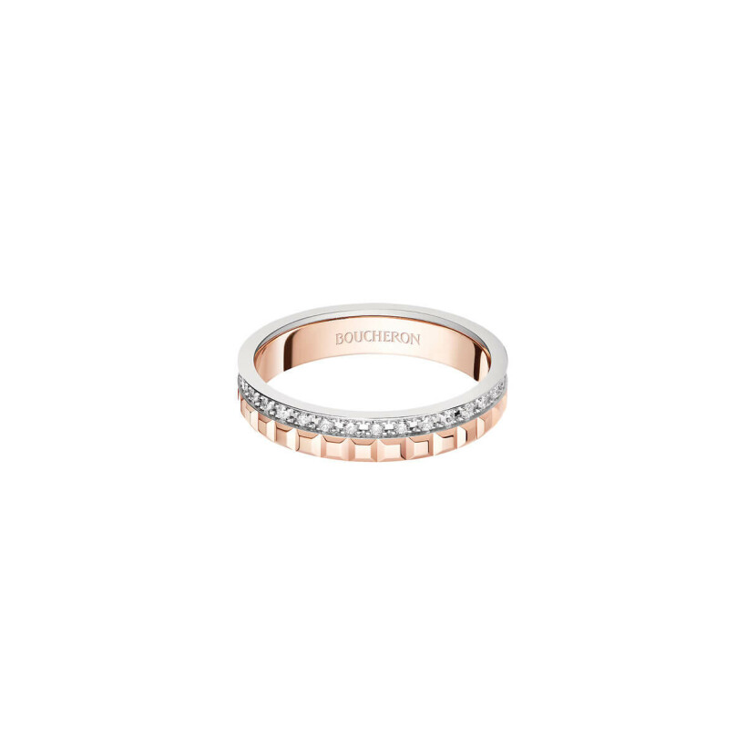 Alliance Boucheron Quatre Radiant Edition en or rose, or blanc et diamants