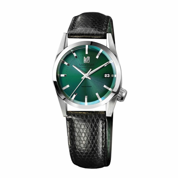 Montre March LA.B AM69 Forest Electric - Bracelet cuir façon lézard