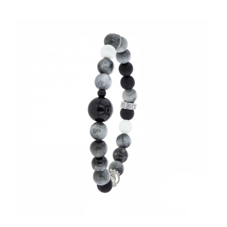 Bracelet Albanu Astre Alnilam en argent, œil de faucon, œil de taureau, onyx et bénitier