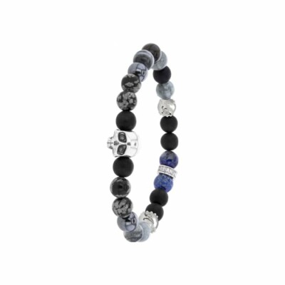 Bracelet Albanu Astre Alnitak en argent, lapis lazuli, onyx, œil de taureau, obsidiennes et hématites