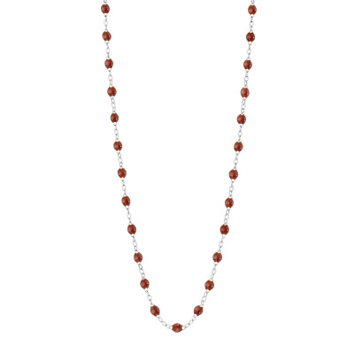 Collier Gigi Clozeau Classique en or blanc et résine moka, 42 cm