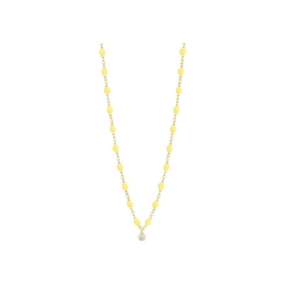 Collier Gigi Clozeau Gigi Suprême en or jaune, résine mimosa et diamant, 42cm