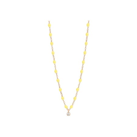 Collier Gigi Clozeau Gigi Suprême en or rose, résine mimosa et diamant, 42cm