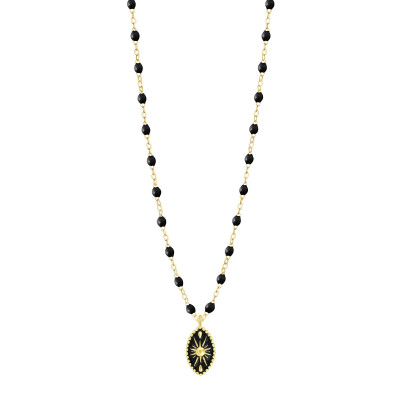 Collier Gigi Clozeau Karma en or jaune et résine noir, 42 cm