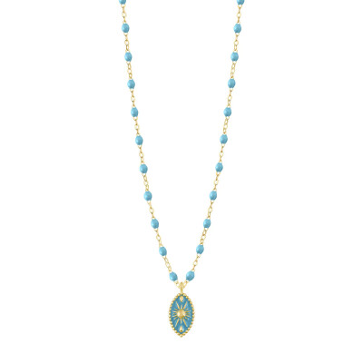 Collier Gigi Clozeau Karma en or jaune et résine turquoise, 42 cm