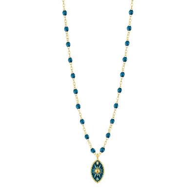 Collier Gigi Clozeau Karma en or jaune et résine jungle, 42 cm