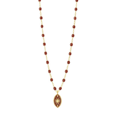 Collier Gigi Clozeau Karma en or jaune et résine moka, 42 cm
