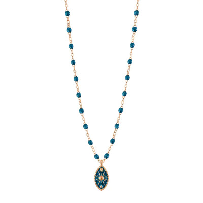 Collier Gigi Clozeau Karma en or rose et résine jungle, 42 cm