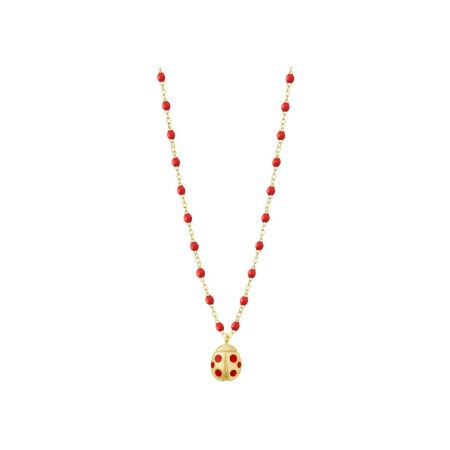 Collier Gigi Clozeau Ladybug en or jaune et résine coquelicot, 42cm