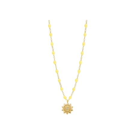 Collier Gigi Clozeau Lucky Sun en or jaune, résine mimosa et diamant, 42cm