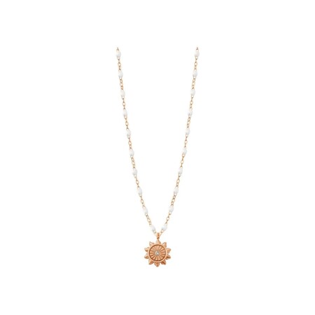 Collier Gigi Clozeau Lucky Sun en or rose, résine blanche et diamant, 42cm