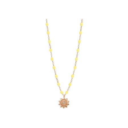 Collier Gigi Clozeau Lucky Sun en or rose, résine mimosa et diamant, 42cm