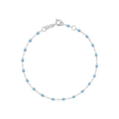 Bracelet cheville Gigi Clozeau Classique en or blanc et résine turquoise bleu, 24cm