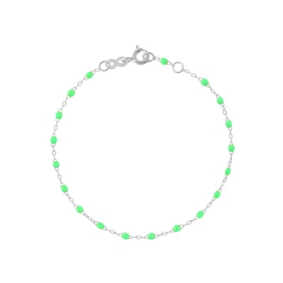 Bracelet cheville Gigi Clozeau Classique en or blanc et résine vert fluo, 24cm