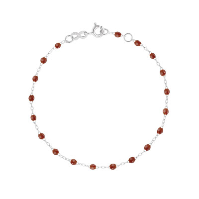 Bracelet Gigi Clozeau Classique en or blanc et résine moka, 17 cm