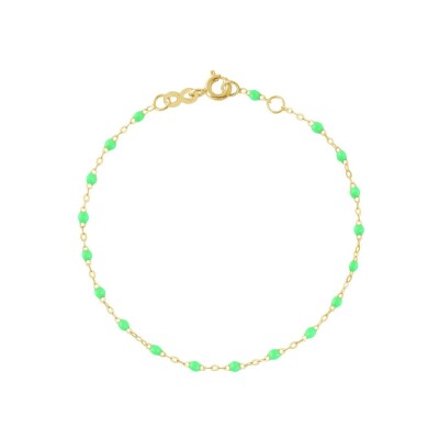 Bracelet cheville Gigi Clozeau Classique en or jaune et résine vert fluo, 24cm