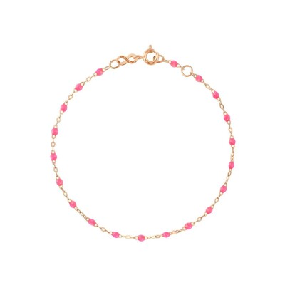 Bracelet cheville Gigi Clozeau Classique en or rose et résine rose fluo, 24cm