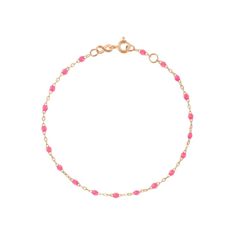 Gigi Clozeau Classique ankle bracelet, pink gold and neon pink resin, 24cm