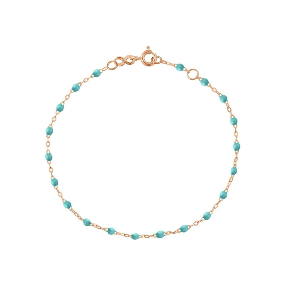 Bracelet cheville Gigi Clozeau Classique en or rose et résine turquoise vert, 24cm