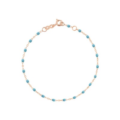 Bracelet cheville Gigi Clozeau Classique en or rose et résine turquoise bleu, 24cm