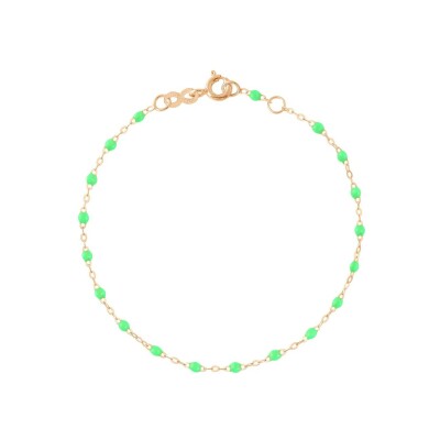 Bracelet cheville Gigi Clozeau Classique en or rose et résine vert fluo, 24cm