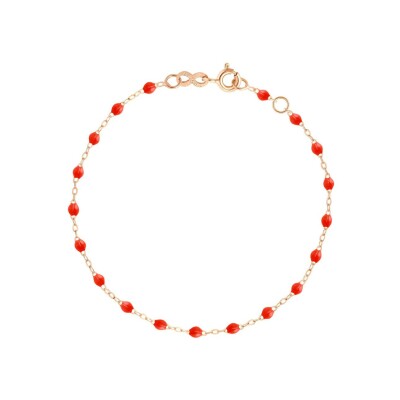 Bracelet cheville Gigi Clozeau Classique en or rose et résine corail, 24cm