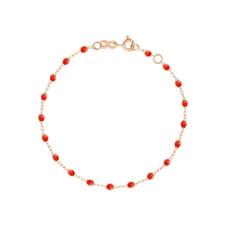 Bracelet cheville Gigi Clozeau Classique en or rose et résine corail, 24cm