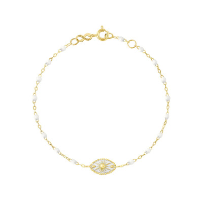 Bracelet Gigi Clozeau Karma en or rose et résine blanche, 17cm