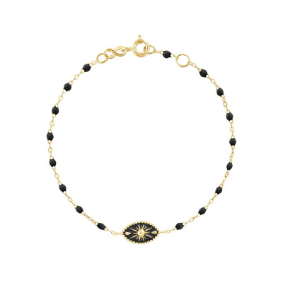 Bracelet Gigi Clozeau Karma en or jaune et résine noir 17cm