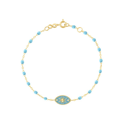 Bracelet Gigi Clozeau Karma en or jaune et résine turquoise, 17cm